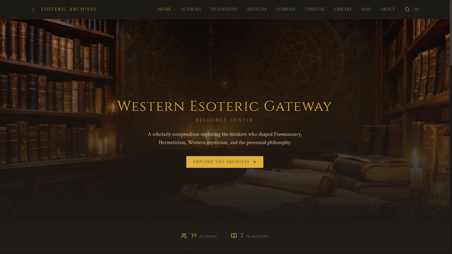 Western Esoteric Gateway — desktop hero